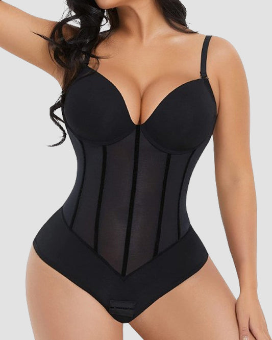 String femme Ventre Transparent Mesh Haut Corset Dos Libre Body